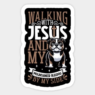 Jesus and dog - Serrano Bulldog Sticker